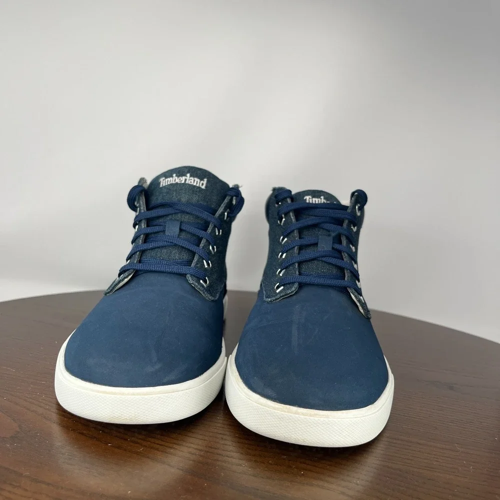 Timberland Groveton Chukka Boot Men 8.5 Navy Nubuck Leather Sneaker Combat A16DD